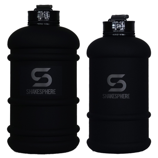 His & Hers Matte Black Water Bottles with Black ShakeSphere Logo