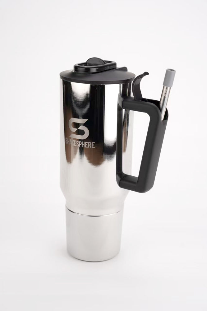 ShakeSphere® Go To Cup – 1000ml Double-Wall Thermal Storage Cup - Mirror Silver