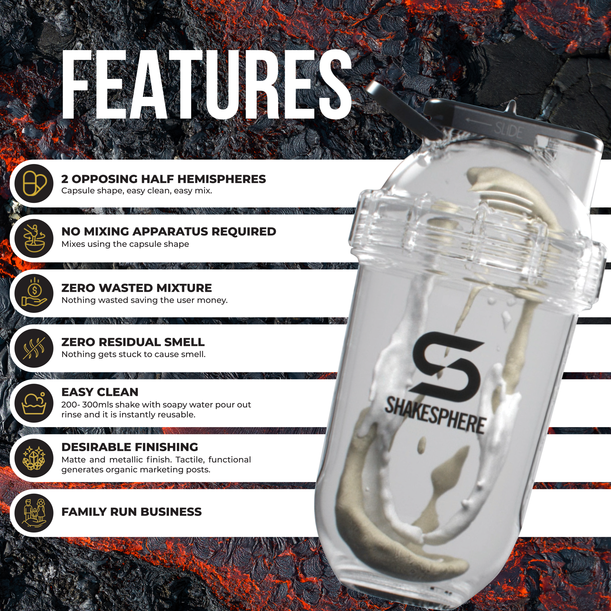 ShakeSphere Tumbler Tritan Clear Black