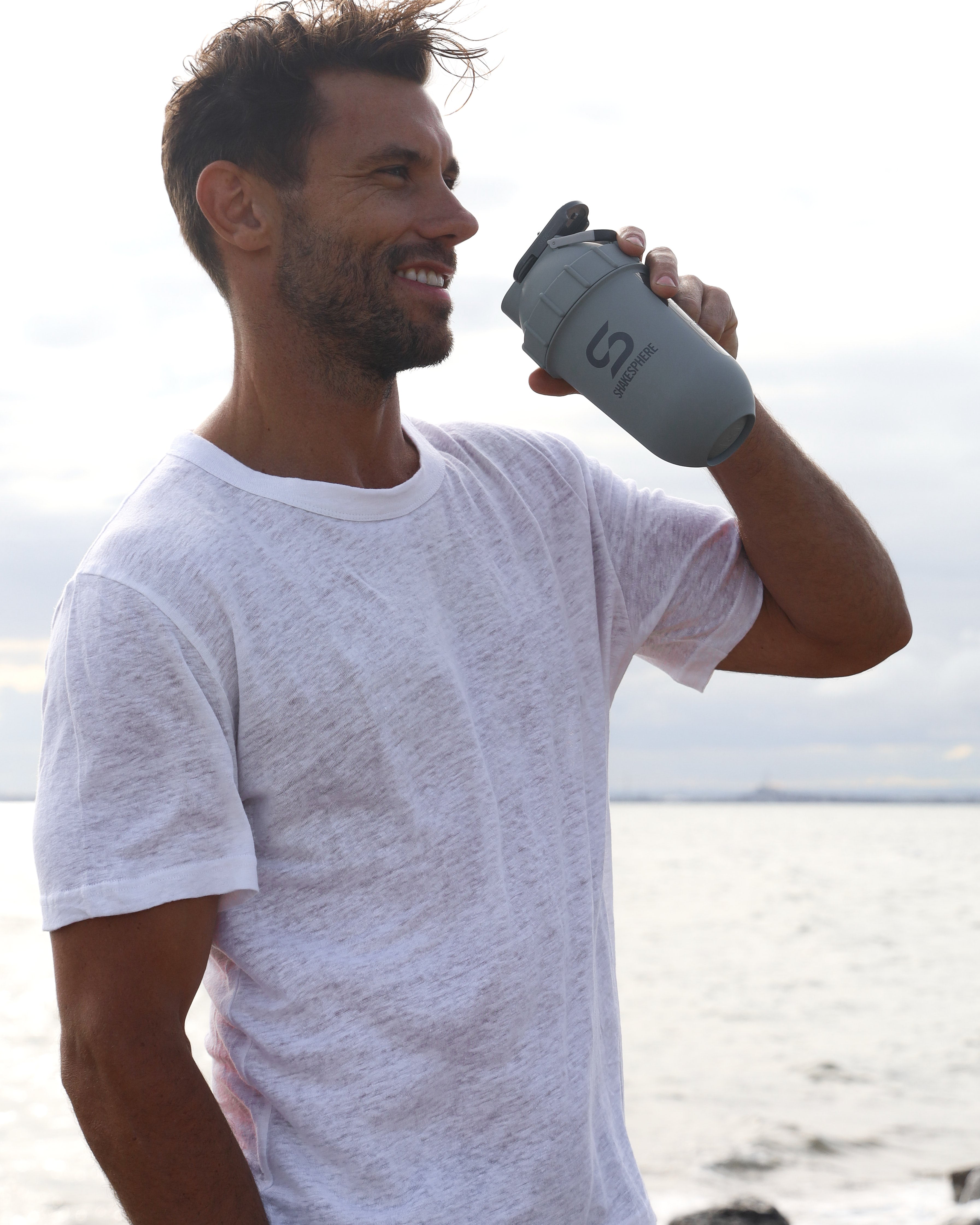 700mls ShakeSphere Tumbler View Matte Grey/Grey Logo/Black Window