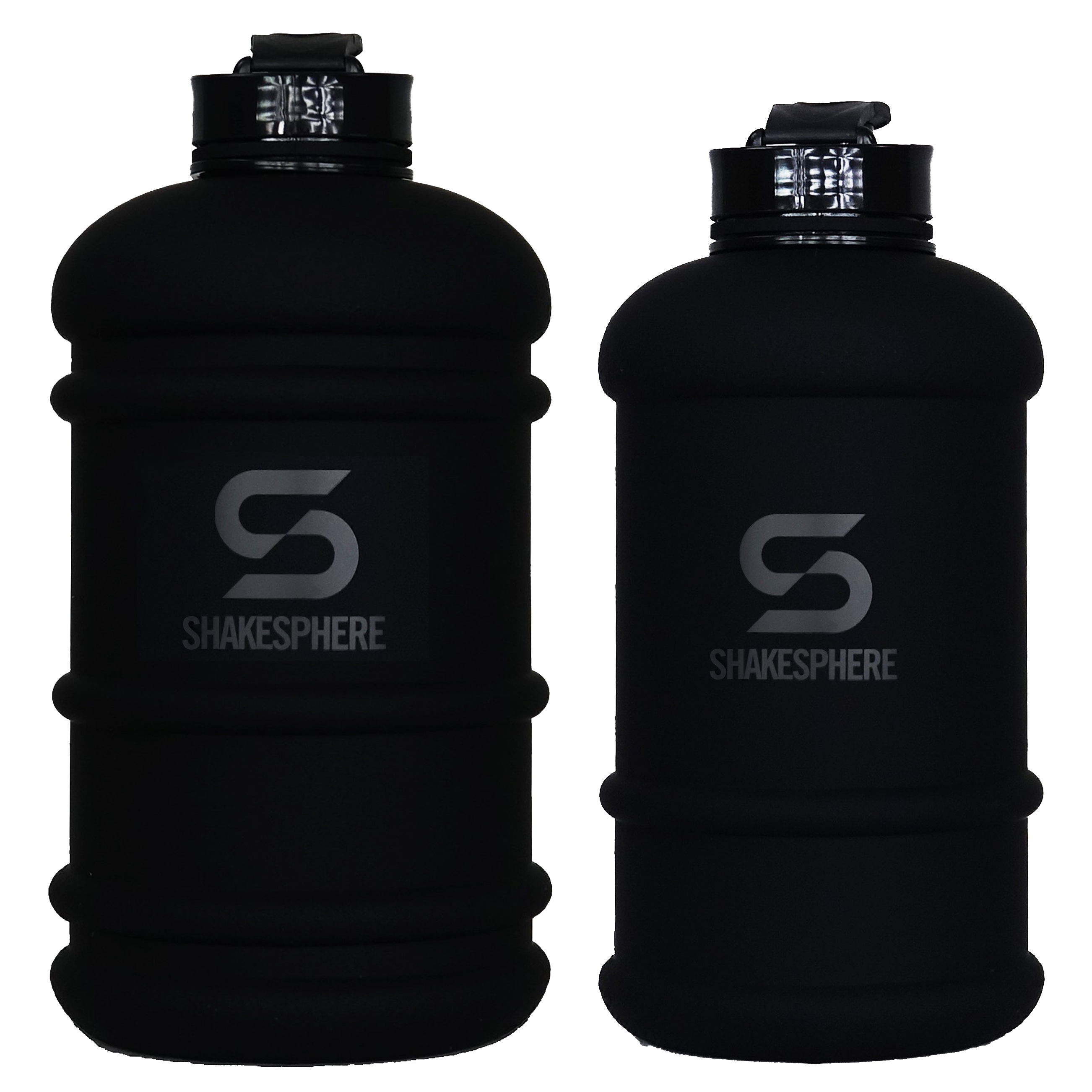 His & Hers Matte Black Water Bottles with Black ShakeSphere Logo