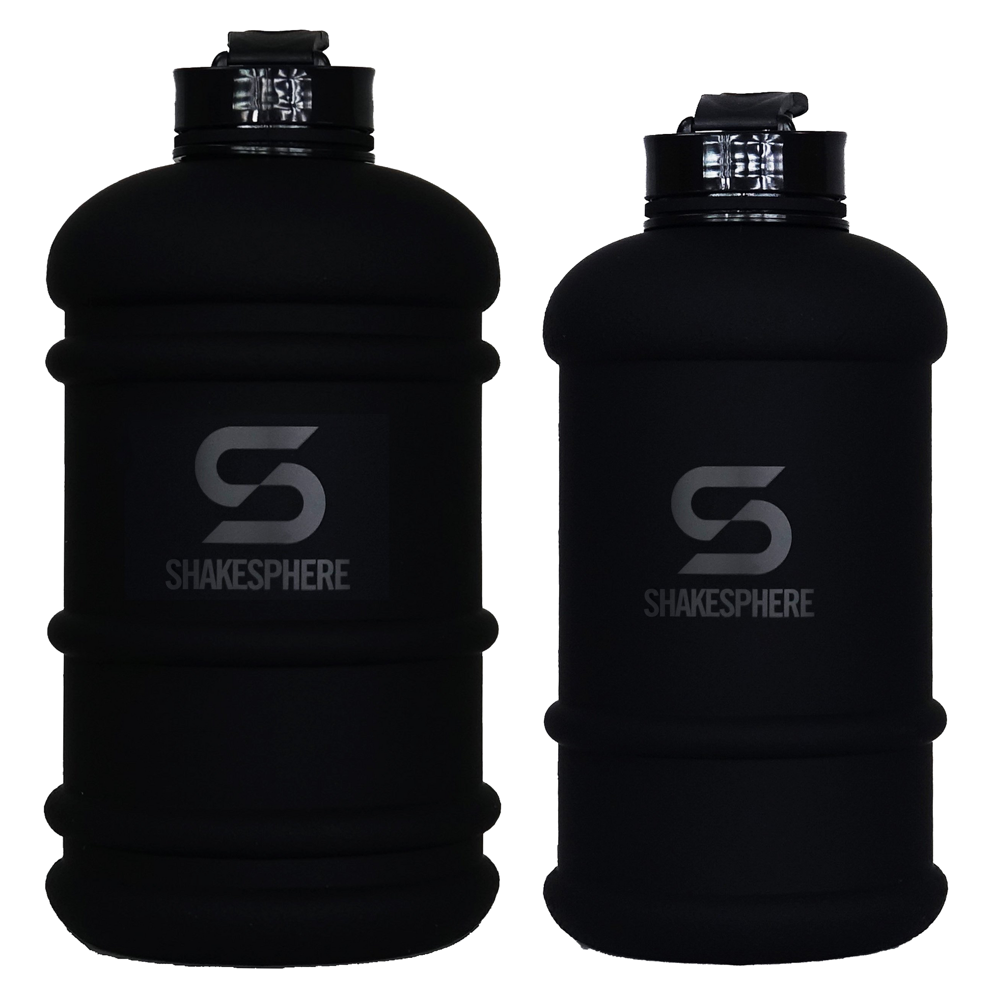 His & Hers Matte Black Water Bottles with Black ShakeSphere Logo