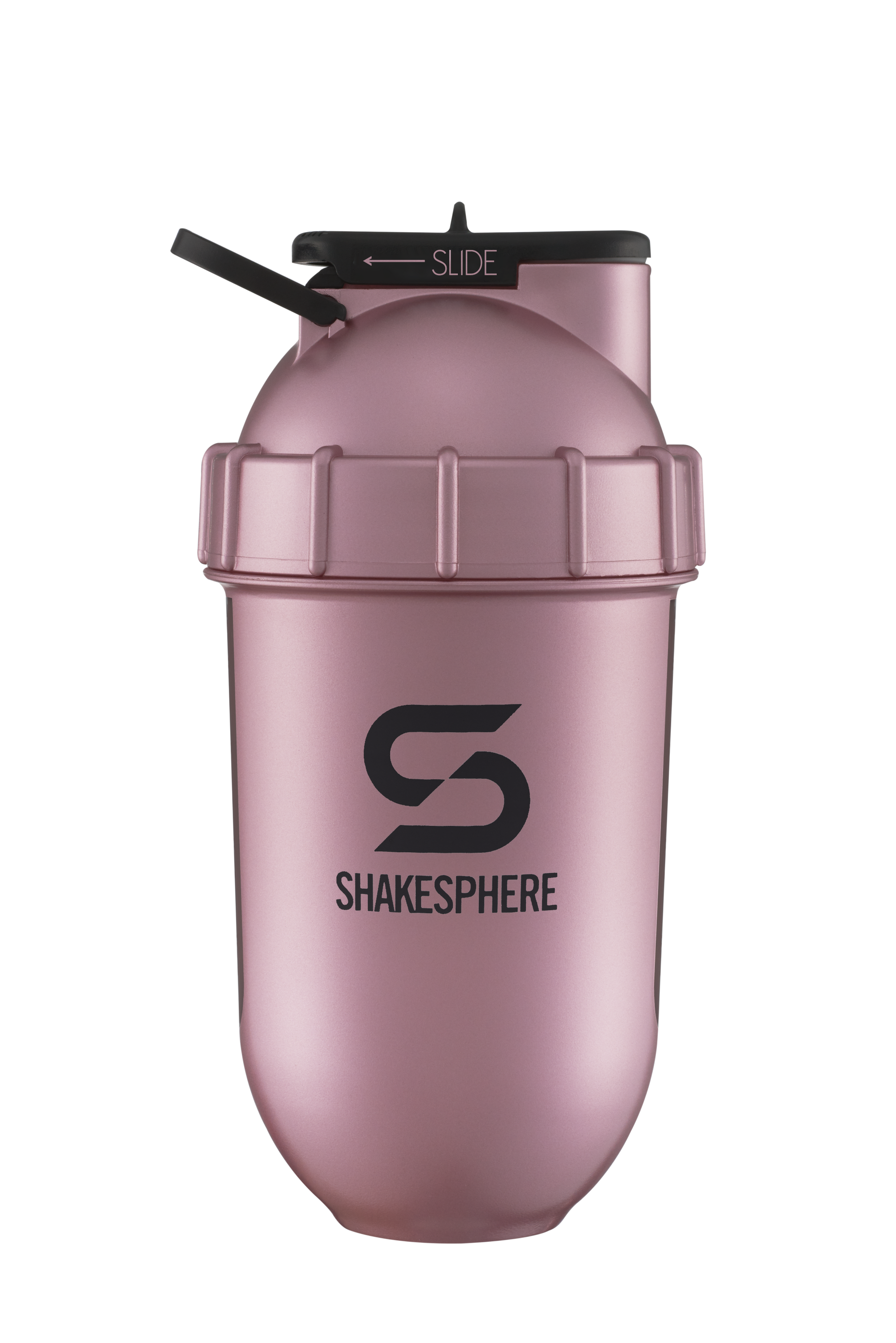 700mls ShakeSphere Tumbler View Rose Gold/Black Logo/Black Window