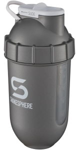 700mls ShakeSphere Tumbler View Gun Metal/White Logo/Clear Window