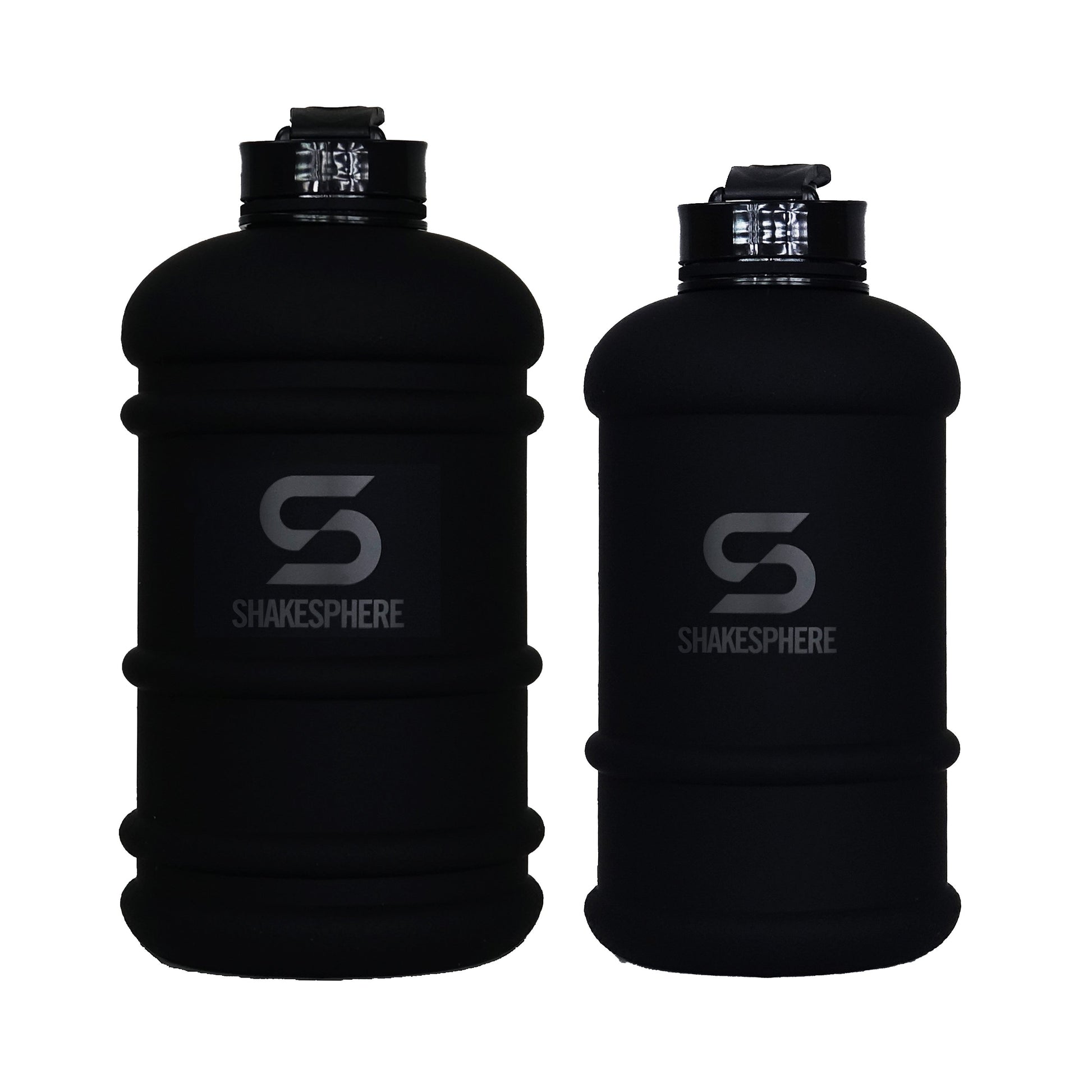 His & Hers Matte Black Water Bottles with Black ShakeSphere Logo - ShakeSphere 